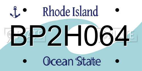 BP2H064 Rhode Island License Plate