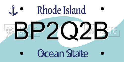 BP2Q2B Rhode Island License Plate