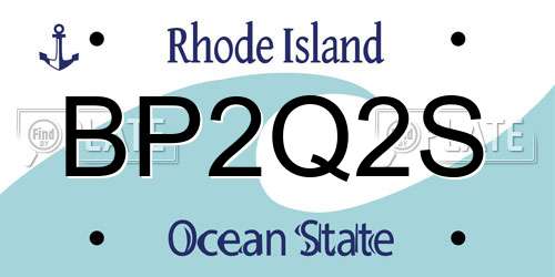 BP2Q2S Rhode Island License Plate
