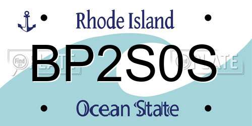 BP2S0S Rhode Island License Plate
