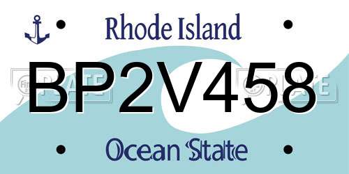 BP2V458 Rhode Island License Plate