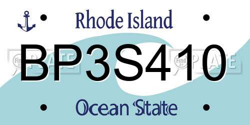 BP3S410 Rhode Island License Plate