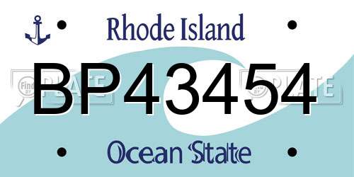 BP43454 Rhode Island License Plate