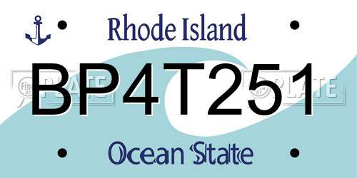 BP4T251 Rhode Island License Plate