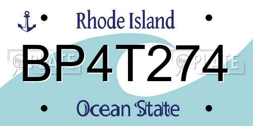 BP4T274 Rhode Island License Plate