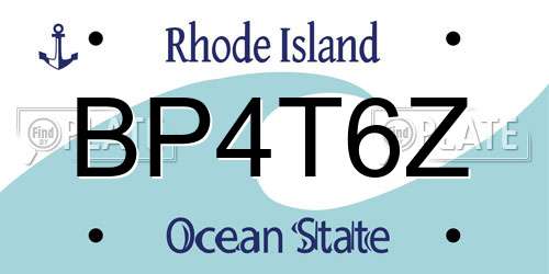 BP4T6Z Rhode Island License Plate