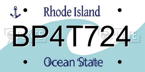 BP4T724 Rhode Island License Plate