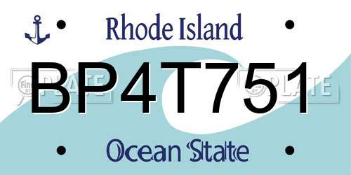 BP4T751 Rhode Island License Plate