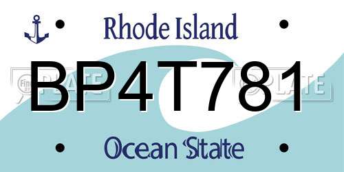 BP4T781 Rhode Island License Plate