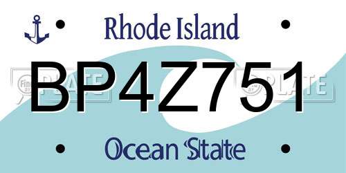 BP4Z751 Rhode Island License Plate