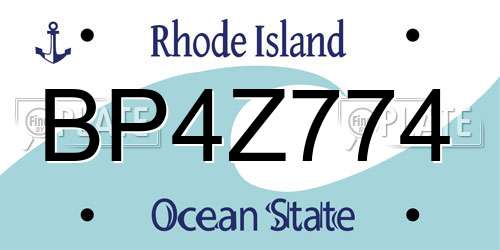 BP4Z774 Rhode Island License Plate