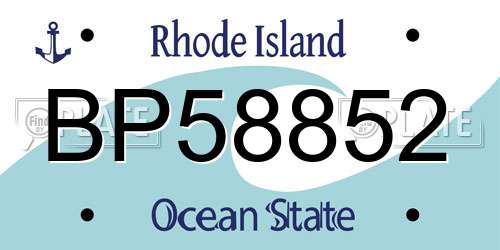 BP58852 Rhode Island License Plate