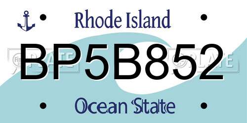 BP5B852 Rhode Island License Plate