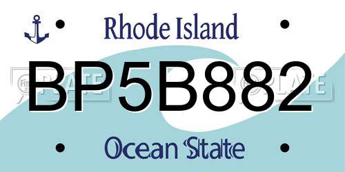 BP5B882 Rhode Island License Plate