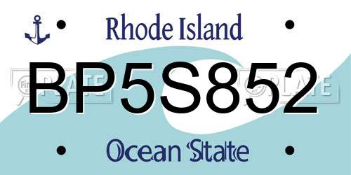 BP5S852 Rhode Island License Plate