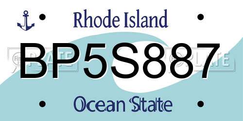 BP5S887 Rhode Island License Plate