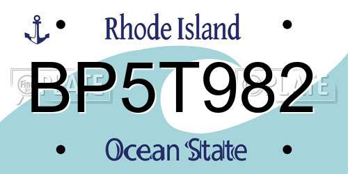 BP5T982 Rhode Island License Plate