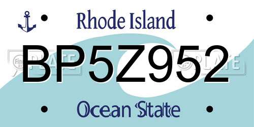 BP5Z952 Rhode Island License Plate