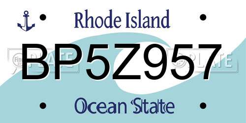 BP5Z957 Rhode Island License Plate