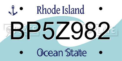 BP5Z982 Rhode Island License Plate