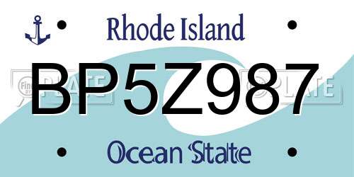 BP5Z987 Rhode Island License Plate