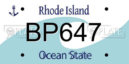 BP647 Rhode Island License Plate