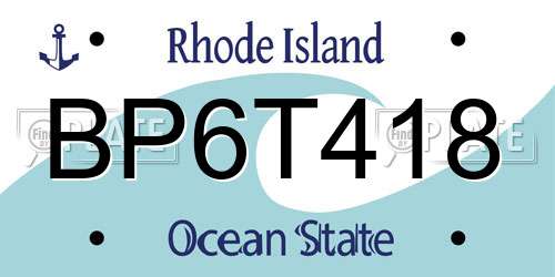 BP6T418 Rhode Island License Plate