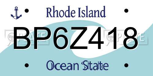 BP6Z418 Rhode Island License Plate
