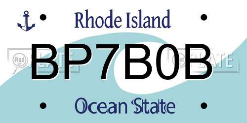 BP7B0B Rhode Island License Plate