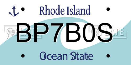 BP7B0S Rhode Island License Plate