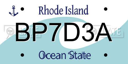 BP7D3A Rhode Island License Plate