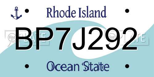 BP7J292 Rhode Island License Plate