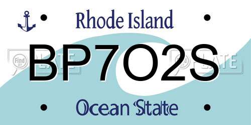 BP7O2S Rhode Island License Plate