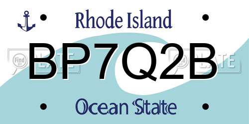 BP7Q2B Rhode Island License Plate