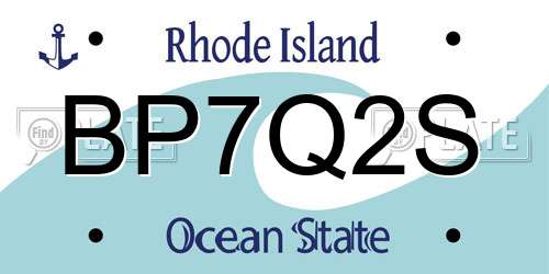 BP7Q2S Rhode Island License Plate