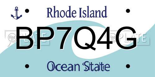 BP7Q4G Rhode Island License Plate