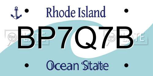 BP7Q7B Rhode Island License Plate