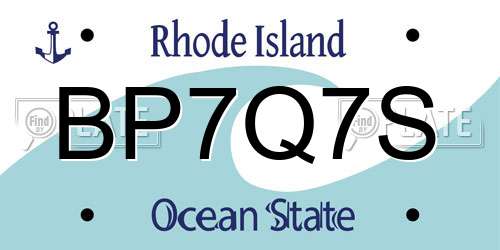 BP7Q7S Rhode Island License Plate