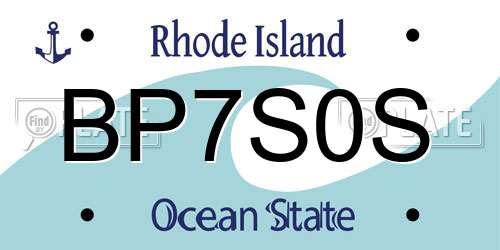 BP7S0S Rhode Island License Plate
