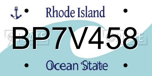 BP7V458 Rhode Island License Plate