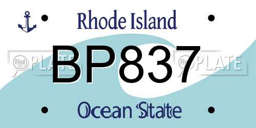 BP837 Rhode Island License Plate