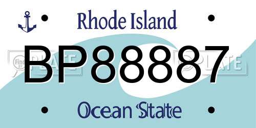 BP88887 Rhode Island License Plate