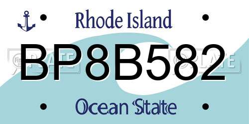 BP8B582 Rhode Island License Plate