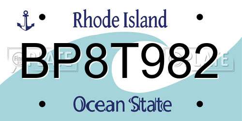 BP8T982 Rhode Island License Plate