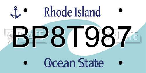 BP8T987 Rhode Island License Plate
