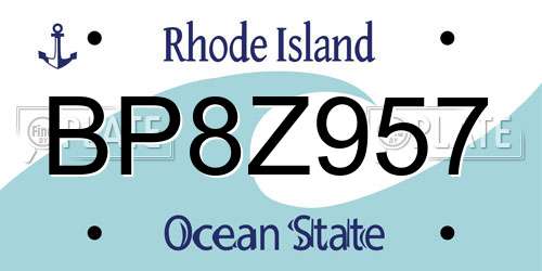BP8Z957 Rhode Island License Plate