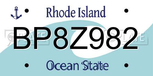 BP8Z982 Rhode Island License Plate