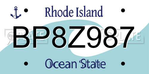 BP8Z987 Rhode Island License Plate