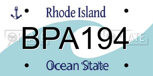 BPA194 Rhode Island License Plate
