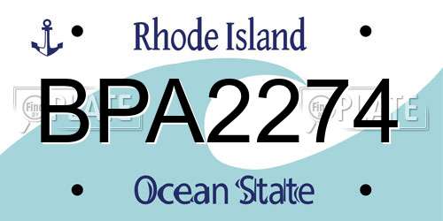 BPA2274 Rhode Island License Plate